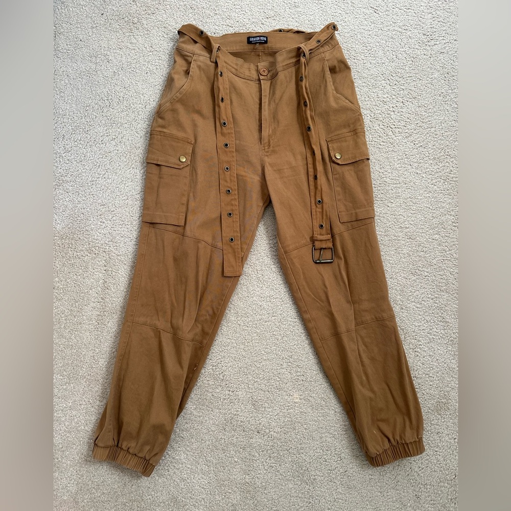 Fashion Nova Caramel Cargo Jogger